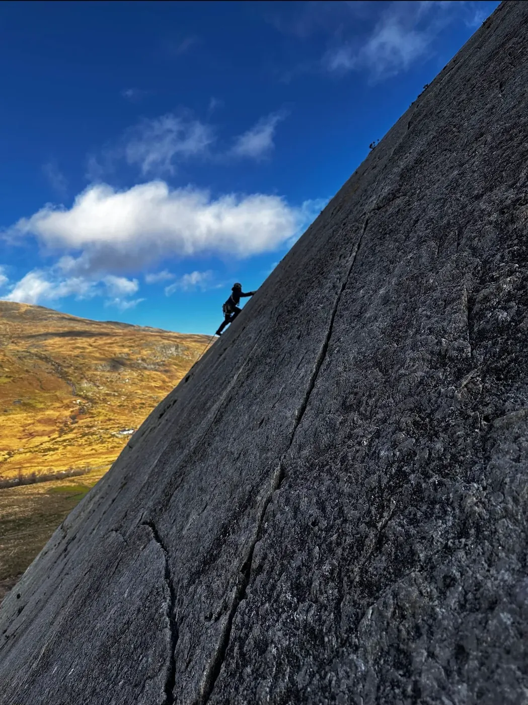 Outdoor slab climbing in North Wales